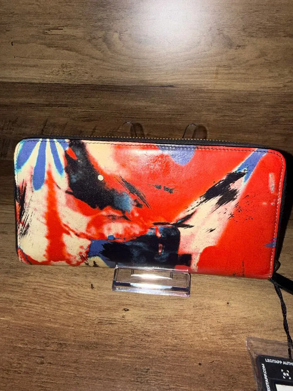 Dior Homme Abstract Graphic Printed Leather Zip Around Long Wallet
